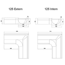 Rinnenaußenwinkel 90° | Stahl | Ø 125 mm | 028 - Kirschrot #2