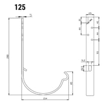 Universal Rinnenhalter | Stahl | Ø 125 mm | 028 - Kirschrot | Länge = 210 mm #2