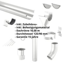 Stahl Dachrinnen Sparpaket 10 m | Ø 125/90 mm | 9006 - Weißaluminium #2