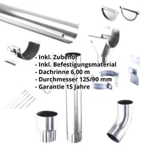 Stahl Dachrinnen Sparpaket 6 m | Ø 125/90 mm | Verzinkt #2