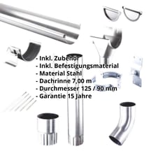 Stahl Dachrinnen Sparpaket 7 m | Ø 125/90 mm | Verzinkt #2