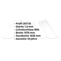 Polycarbonat Spundwandplatte | 207/35 | 1,00 mm | Klar | 2-Seiten UV-Schutz | 2000 mm #2