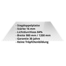 Acrylglas Stegdoppelplatte | 16 mm | Breite 1200 mm | Klar | AntiDrop | 7000 mm #2