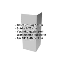 Außenecke | 100 x 100 x 2000 mm | Stahl 0,75 mm | 50 µm PURLAK® | 9006 - Weißaluminium #2