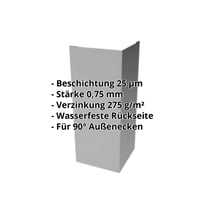 Außenecke | 100 x 100 x 2000 mm | Stahl 0,75 mm | 25 µm Polyester | 9007 - Graualuminium #2