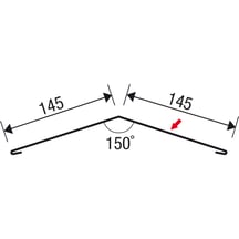 Firstblech flach | 145 x 145 mm | 150° | Stahl 0,75 mm | 60 µm Puramid | 9002 - Grauweiß #6