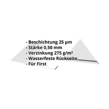 Firstblech flach | 145 x 145 x 2000 mm | 140° | Stahl 0,50 mm | 25 µm Polyester | 7035 - Lichtgrau #2