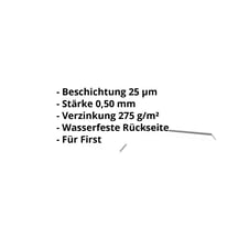 Firstblech flach | 145 x 145 x 2000 mm | 140° | Stahl 0,50 mm | 25 µm Polyester | 9010 - Reinweiß #2