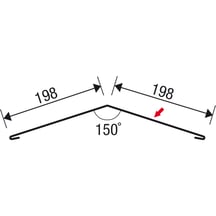 Firstblech flach | 198 x 198 mm | 150° | Stahl 0,50 mm | 35 µm Mattpolyester | 32 - Dunkelbraun #5