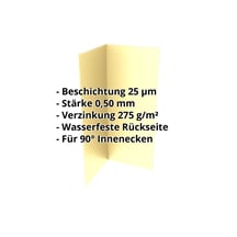 Innenecke | 150 x 150 x 2000 mm | Stahl 0,50 mm | 25 µm Polyester | 1015 - Hellelfenbein #2