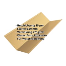 Kehlblech | 195 x 195 x 2000 mm | Stahl 0,50 mm | 25 µm Polyester | 1002 - Sandgelb #2