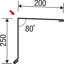 Pultabschluss | 200 x 250 mm | 80° | Stahl 0,50 mm | 35 µm Mattpolyester | 32 - Dunkelbraun #5