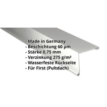 Pultabschluss | 200 x 250 mm | 85° | Stahl 0,75 mm | 60 µm Puramid | 9002 - Grauweiß #2