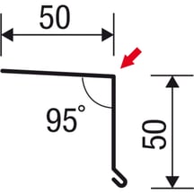 Traufenblech | 50 x 50 mm | 95° | Stahl 0,50 mm | 35 µm Mattpolyester | 32 - Dunkelbraun #6