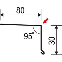 Traufenblech | 80 x 30 mm | 95° | Stahl 0,75 mm | 60 µm Puramid | 9002 - Grauweiß #7