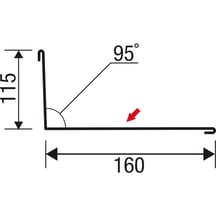 Wandanschluss | 160 x 115 mm | 95° | Stahl 0,75 mm | 60 µm Puramid | 9002 - Grauweiß #6