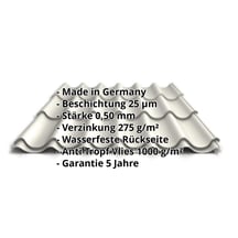 Pfannenblech 2/1060 | Anti-Tropf 1000 g/m² | Stahl 0,50 mm | 25 µm Polyester | 9010 - Reinweiß #2