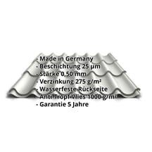 Pfannenblech 2/1060 | Anti-Tropf 1000 g/m² | Stahl 0,50 mm | 25 µm Polyester | 9002 - Grauweiß #2