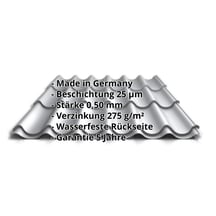 Pfannenblech 2/1060 | Stahl 0,50 mm | 25 µm Polyester | 9006 - Weißaluminium #2