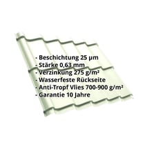 Pfannenblech Szafir 350/15 | Anti-Tropf 700 g/m² | Stahl 0,63 mm | 25 µm Polyester | 9002 - Grauweiß #2