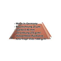 Stehfalzblech 33/500-LE | Dach | Anti-Tropf 1000 g/m² | Sonderposten | Stahl 0,40 mm | 25 µm Polyester | 8004 - Kupferbraun #2