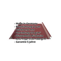 Stehfalzblech 33/500-LE | Dach | Anti-Tropf 1000 g/m² | Stahl 0,50 mm | 25 µm Polyester | 3005 - Weinrot #2