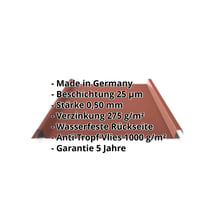 Stehfalzblech 33/500-LE | Dach | Anti-Tropf 1000 g/m² | Stahl 0,50 mm | 25 µm Polyester | 8012 - Rotbraun #2
