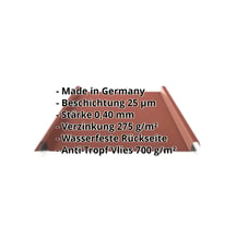 Stehfalzblech 33/500-LE | Dach | Anti-Tropf 700 g/m² | Sonderposten | Stahl 0,40 mm | 25 µm Polyester | 8012 - Rotbraun #2
