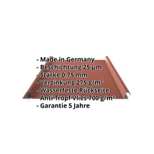 Stehfalzblech 33/500-LE | Dach | Anti-Tropf 700 g/m² | Stahl 0,75 mm | 25 µm Polyester | 8012 - Rotbraun #2