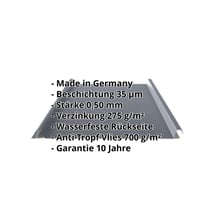 Stehfalzblech 33/500-LE | Dach | Anti-Tropf 700 g/m² | Stahl 0,50 mm | 35 µm Mattpolyester | 23 - Dunkelgrau #2