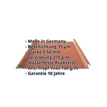 Stehfalzblech 33/500-LE | Dach | Anti-Tropf 700 g/m² | Stahl 0,50 mm | 35 µm Mattpolyester | 75 - Ziegelrot #2