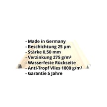 Stehfalzblech 33/500-LR | Dach | Anti-Tropf 1000 g/m² | Stahl 0,50 mm | 25 µm Polyester | 1015 - Hellelfenbein #2