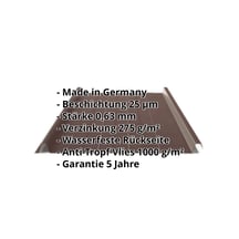 Stehfalzblech 33/500-LR | Dach | Anti-Tropf 1000 g/m² | Stahl 0,63 mm | 25 µm Polyester | 8017 - Schokoladenbraun #2