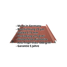 Stehfalzblech 33/500-LR | Dach | Anti-Tropf 1000 g/m² | Stahl 0,75 mm | 25 µm Polyester | 8012 - Rotbraun #2