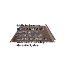 Stehfalzblech 33/500-LR | Dach | Anti-Tropf 700 g/m² | Stahl 0,63 mm | 25 µm Polyester | 8017 - Schokoladenbraun #2