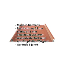 Stehfalzblech 33/500-LR | Dach | Anti-Tropf 700 g/m² | Stahl 0,75 mm | 25 µm Polyester | 8004 - Kupferbraun #2