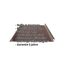 Stehfalzblech 33/500-LR | Dach | Anti-Tropf 700 g/m² | Stahl 0,75 mm | 25 µm Polyester | 8017 - Schokoladenbraun #2