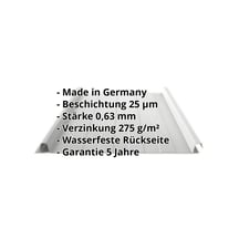 Stehfalzblech 33/500-LR | Dach | Stahl 0,63 mm | 25 µm Polyester | 9006 - Weißaluminium #2