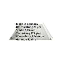 Stehfalzblech 33/500-LR | Dach | Stahl 0,75 mm | 25 µm Polyester | 9006 - Weißaluminium #2