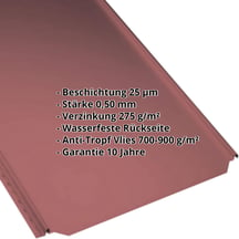 Stehfalzblech PD-510-S | Flach | Anti-Tropf 700 g/m² | Stahl 0,50 mm | 25 µm Polyester | 028 - Kirschrot #2