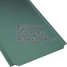 Stehfalzblech PD-510-S | Flach | Anti-Tropf 700 g/m² | Stahl 0,50 mm | 25 µm Polyester | 6005 - Moosgrün #2