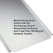 Stehfalzblech PD-510-S | Flach | Anti-Tropf 700 g/m² | Stahl 0,50 mm | 25 µm Polyester | 7035 - Lichtgrau #2