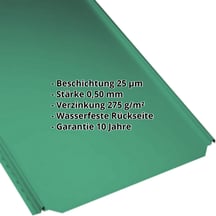 Stehfalzblech PD-510-S | Flach | Stahl 0,50 mm | 25 µm Polyester | 6029 - Minzgrün #2