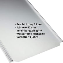 Stehfalzblech PD-510-S | Flach | Stahl 0,50 mm | 25 µm Polyester | 7035 - Lichtgrau #2