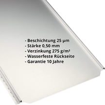 Stehfalzblech PD-510-S | Flach | Stahl 0,50 mm | 25 µm Polyester | 9002 - Grauweiß #2