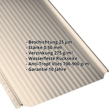 Stehfalzblech PD-510-S | Mikro | Anti-Tropf 700 g/m² | Stahl 0,50 mm | 25 µm Polyester | 1015 - Hellelfenbein #2