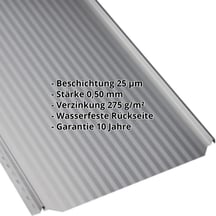 Stehfalzblech PD-510-S | Mikro | Stahl 0,50 mm | 25 µm Polyester | 9006 - Weissaluminium #2