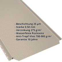 Stehfalzblech PD-510-S | Nano | Anti-Tropf 700 g/m² | Stahl 0,50 mm | 25 µm Polyester | 1015 - Hellelfenbein #2