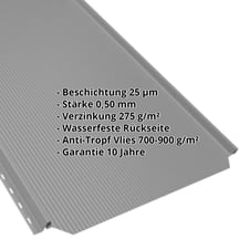 Stehfalzblech PD-510-S | Nano | Anti-Tropf 700 g/m² | Stahl 0,50 mm | 25 µm Polyester | 9006 - Weissaluminium #2