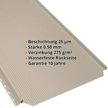 Stehfalzblech PD-510-S | Nano | Stahl 0,50 mm | 25 µm Polyester | 1015 - Hellelfenbein #2